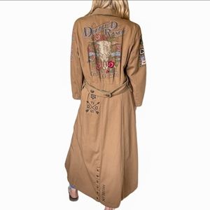 Double D Ranch embellished Trench Coat in Tan